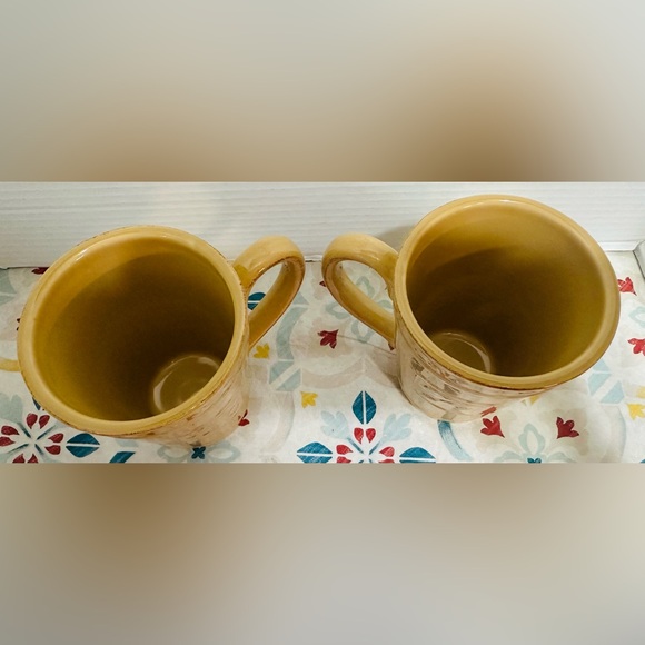 4 Sorrento Wheat by Signature Mugs All Mustard Gold Embossed Leaves 2001 Segura - Picture 3 of 11